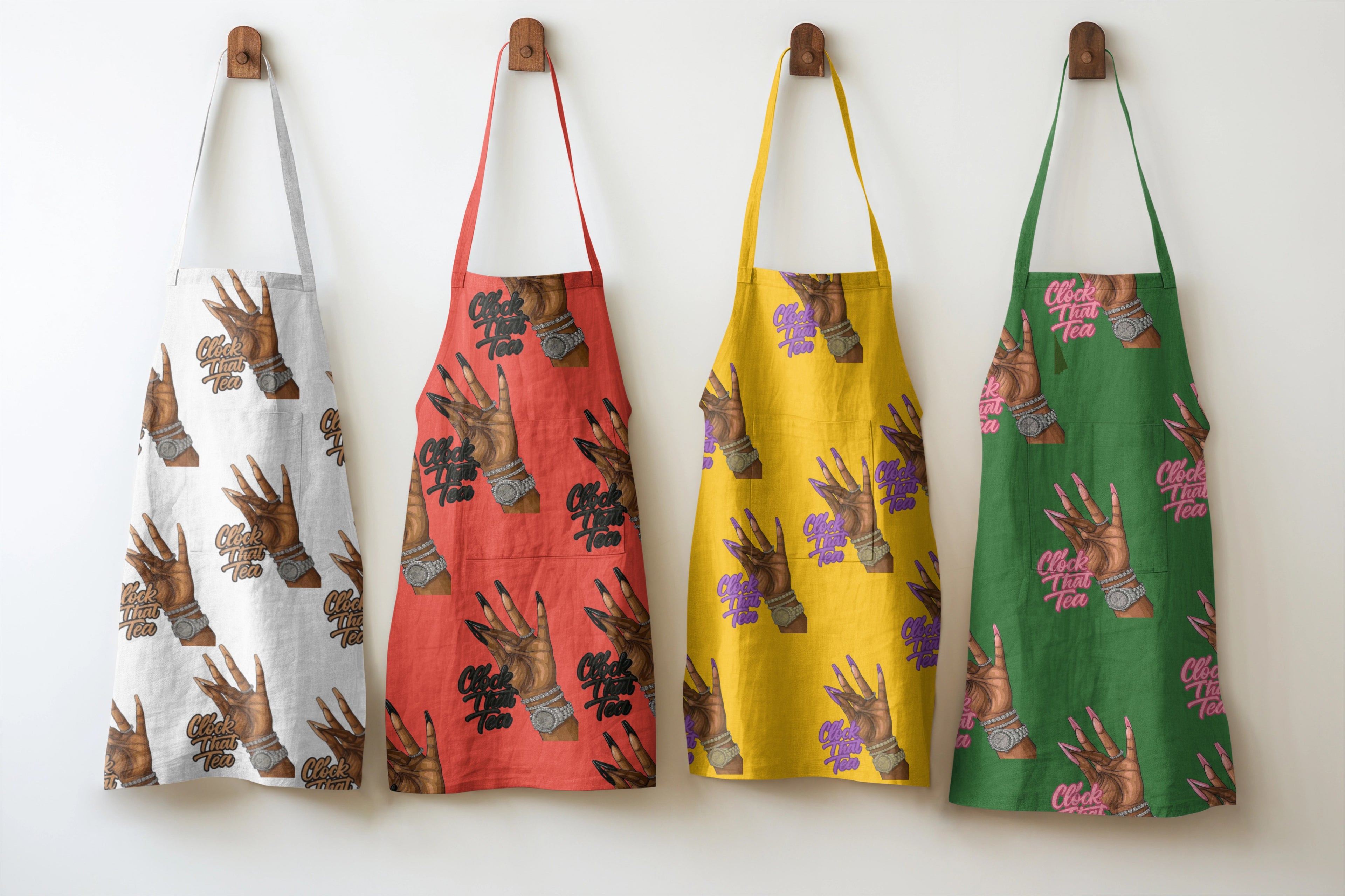 Clock That Tea Apron Multiprint